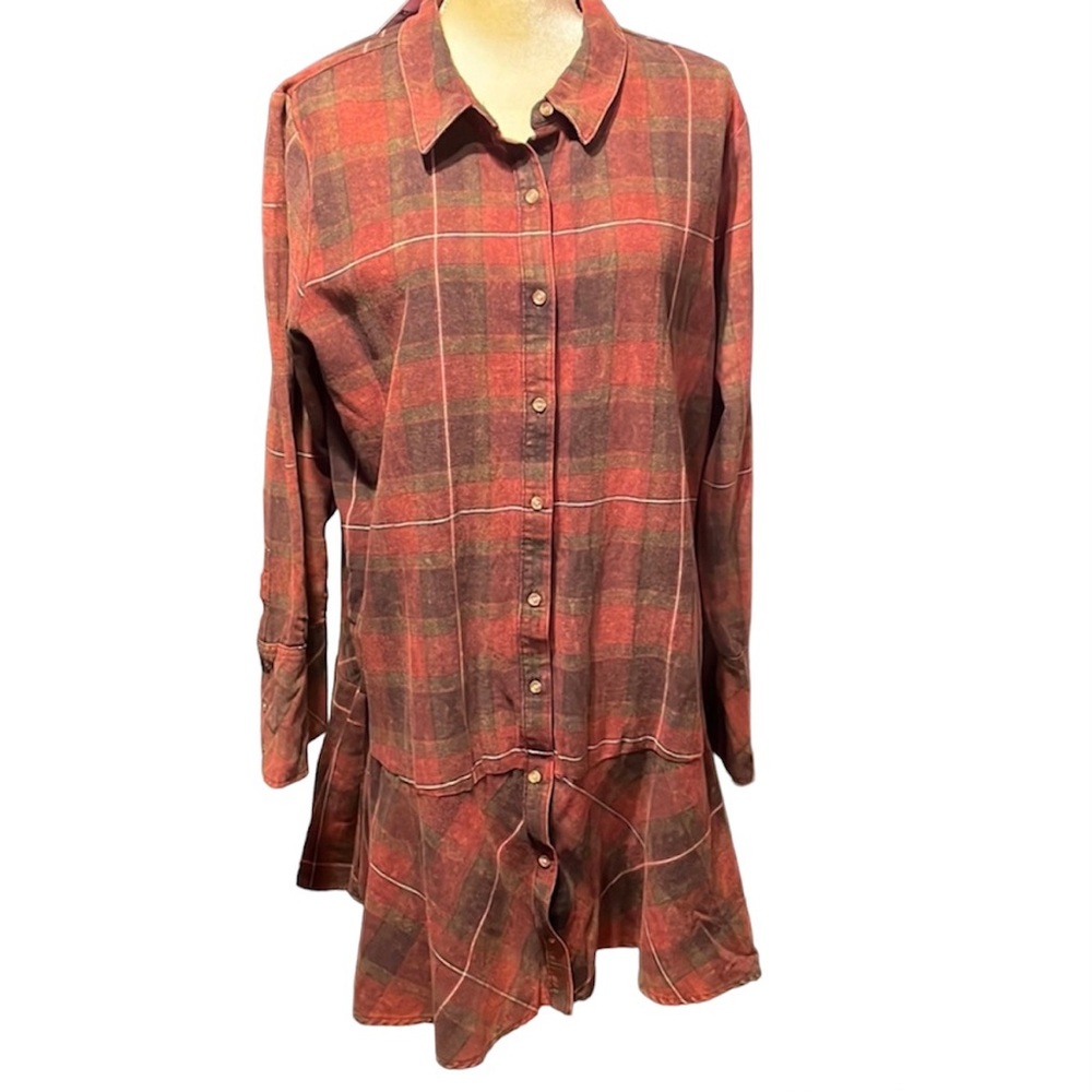 Wild Fable XXL tunic top or dress plaid red and green NWT
